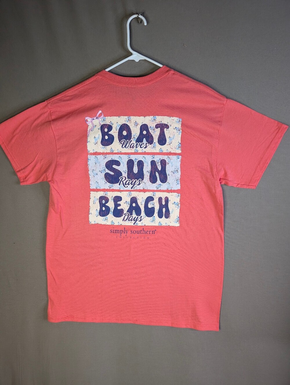 Various Sizes- Simply Southern Coral Tee Boat Sun and Beach SS Tee- NWT